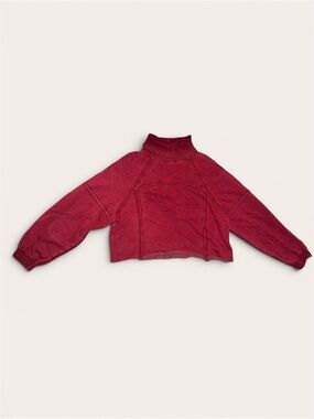 aerie Berry Red Cropped Turtleneck Sweater